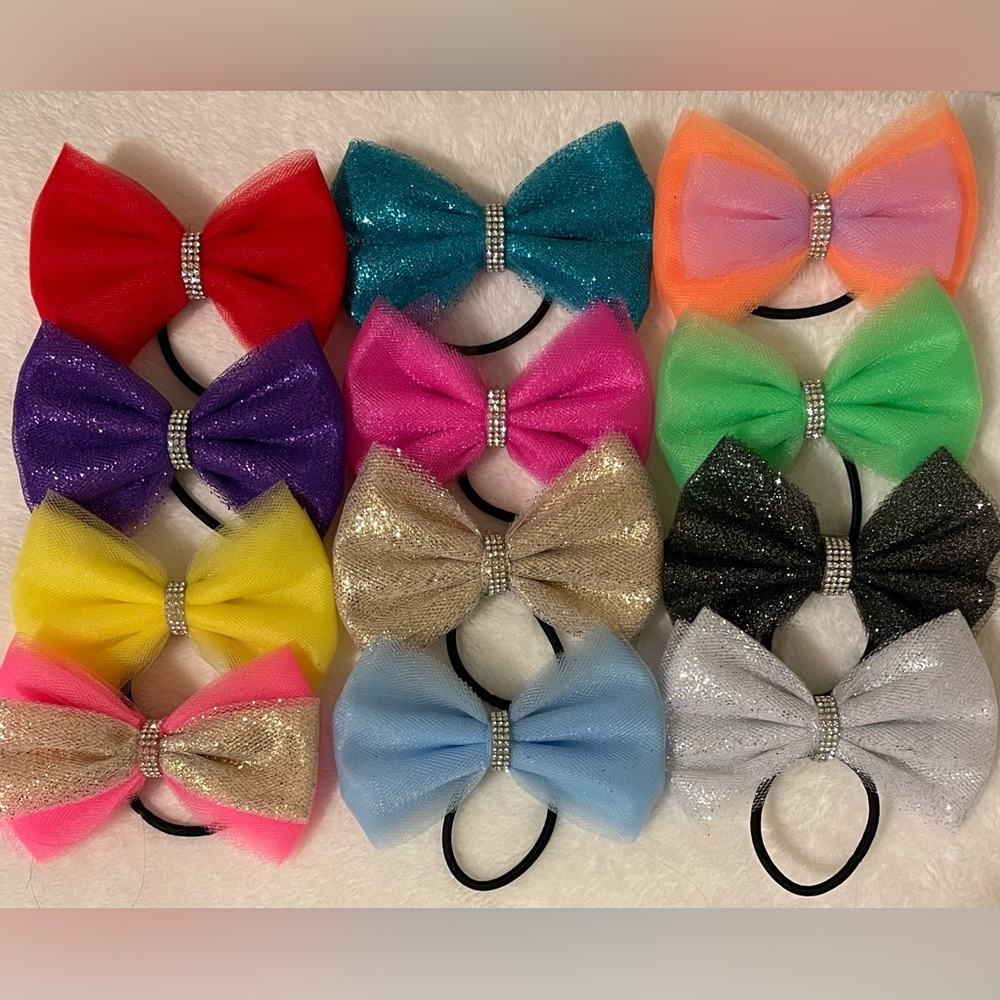 Custom Handmade Tulle Gymnastics Bows.